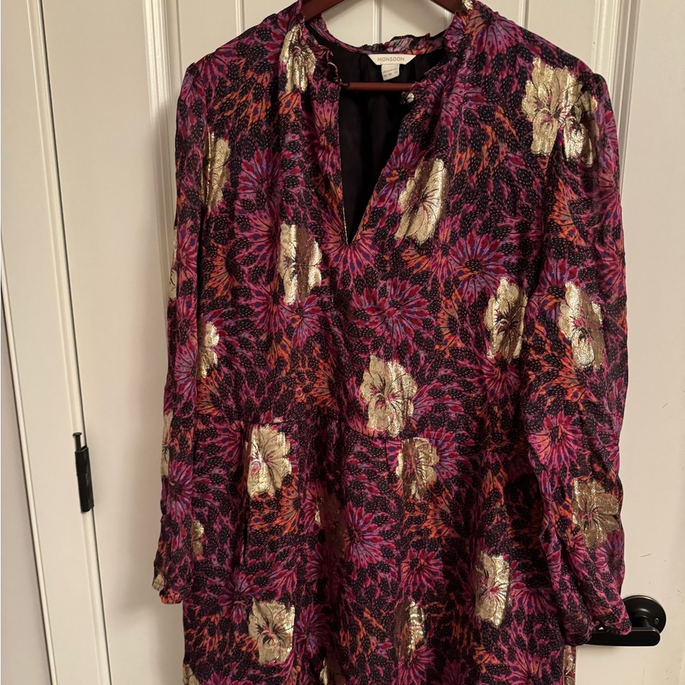 Floral and foil print dress by Monsoon.